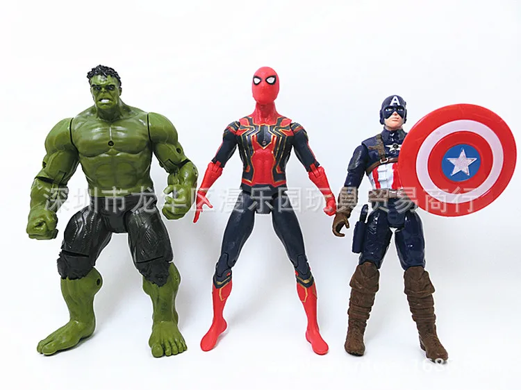 Avengers 3 Infinity War Thanos Iron Spider Figure Spiderman Hulk Black Panther Iron Man Action Figure Toys For Children 16-18CM