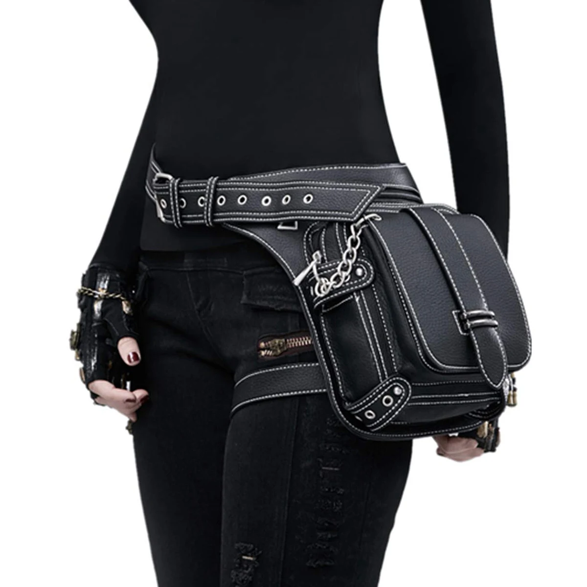 AUAU-сумка в стиле стимпанк пара панк ретро рок готический плечо поясные сумки стиль для женщин мужчин + ног бедра сумка