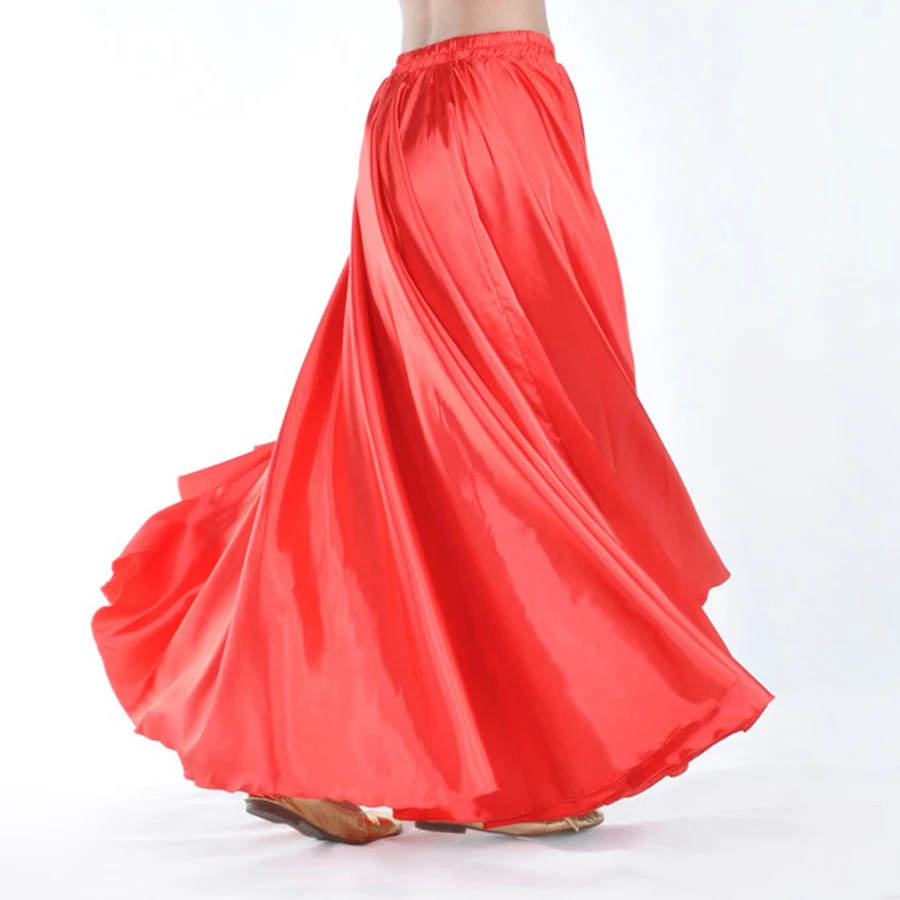 16 Colors Professional Women Belly Dancing Clothes Full Circle Satin Skirts Flamenco Skirts Plus