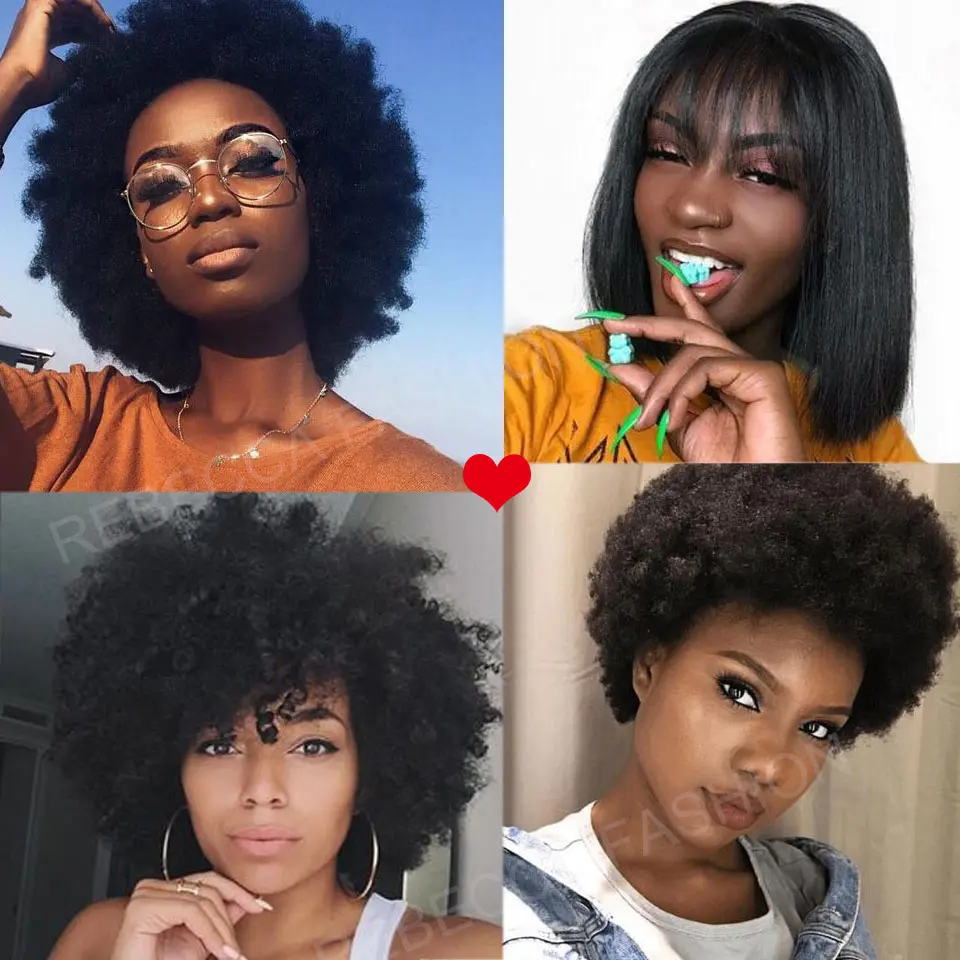  Rebecca pixie cut wigs Cheap Wholesale Short Afro Kinky Curly Wig 100% Human Hair Natural Hair Bob 
