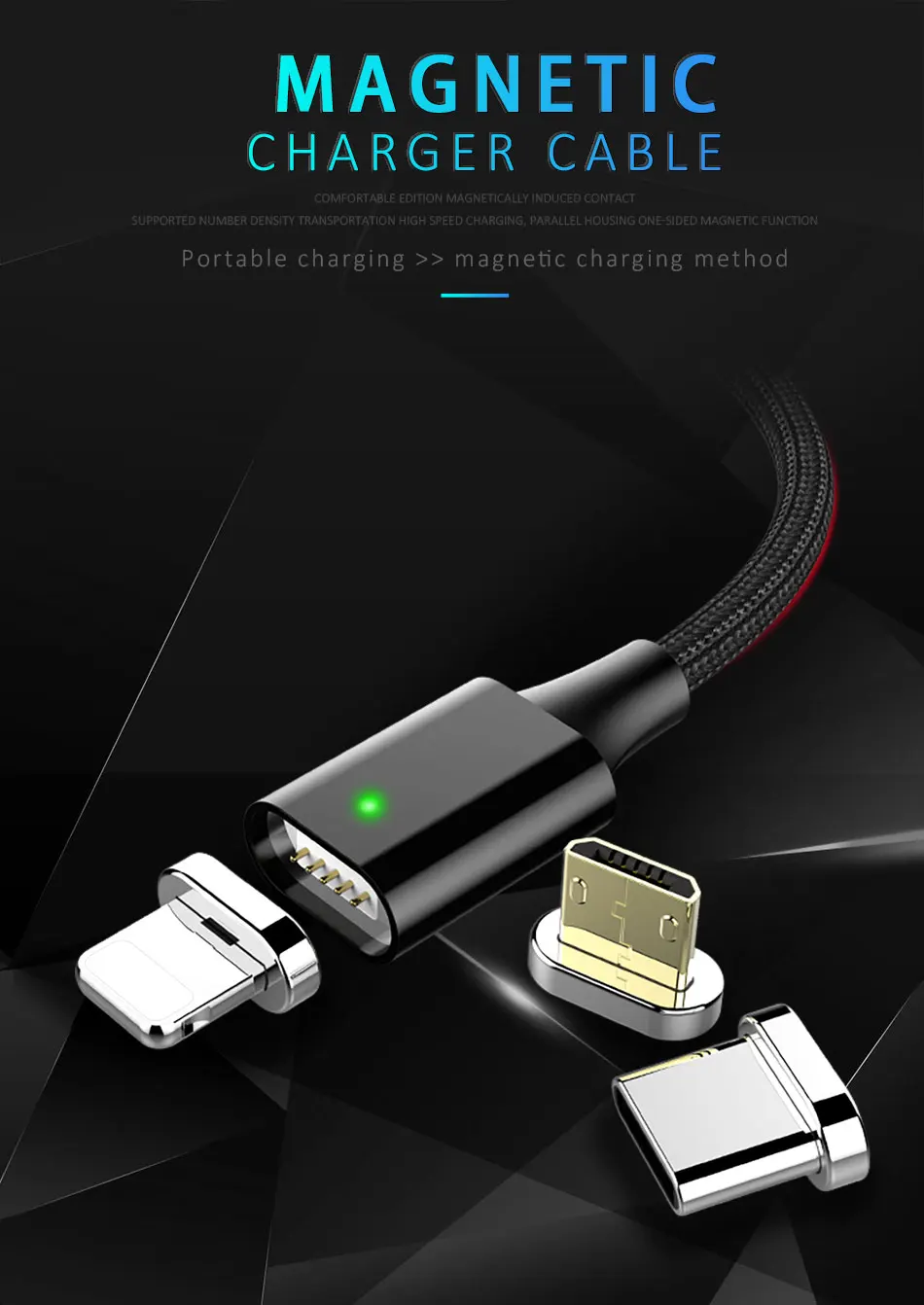 NOHON LED Magnetic USB Data Charging Cable For Xiaomi Redmi 4 Micro USB B Magnet Fast Charger Cable Android For Samsung S6 1M 2M (1)