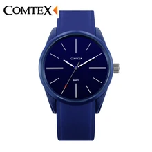 COMTEX Мода Мягкий Каучуковый Ремешок Мужские Часы Большой Циферблат Аналоговый Дисплей Кварцевые Часы Мужчин Спортивные Часы Силиконовые Relogio Masculino