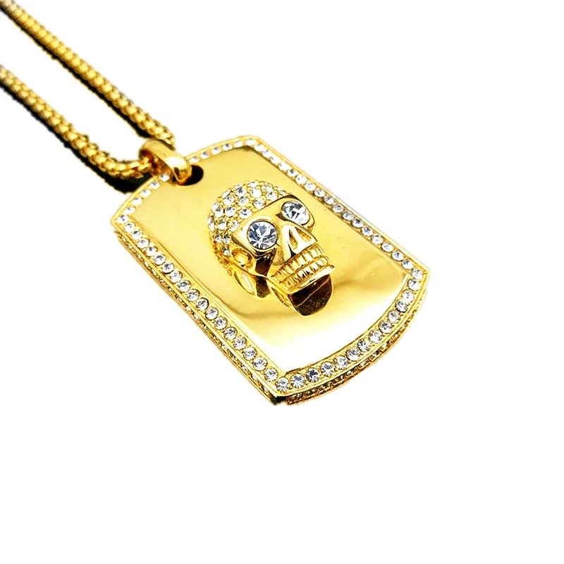 

new Hiphop 316L Stainless Steel with zircon Skeleton Skull Chain Necklace Accessories Men