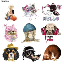 Parches de hierro Prajna para perros con transferencia de calor de gatos, para ropa de bebé, apliques, adhesivos de vinilo en camisetas de dibujos animados(China)