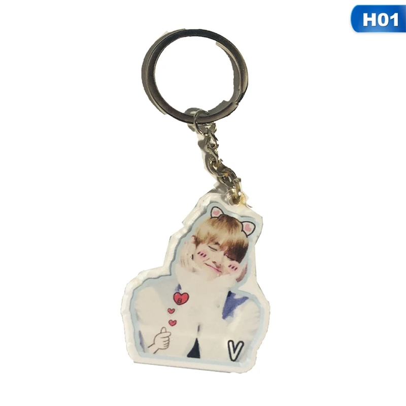 

Cute Acrylic Kpop Bangtan boys Keychain Bangtan Boys Key Chain Love Yourself J-HOPE V SUGA TATA COOKY SHOOKY Porte Clef