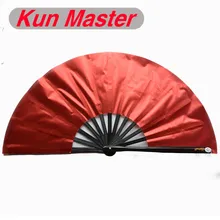 Kun Master 34 см бамбуковый Китайский кунг-фу Тай чи вентилятор с блестящим красным покрытием черные карнизы