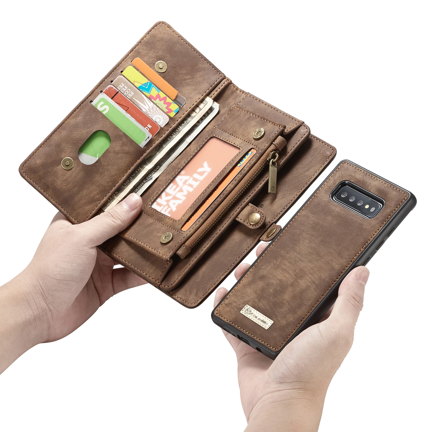 

Case RETRO Genuine Leather Case Zipper Wallet Magnetic Back Cover for Samsung Galaxy S10 PLUS S10