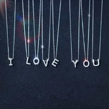 

1pc Real. 925 Sterling Silver "A-Z" 26 Letters Capital Alphabet White CZ Tinny Pendant for Necklace DIY jewelry (NO CHAIN )X464