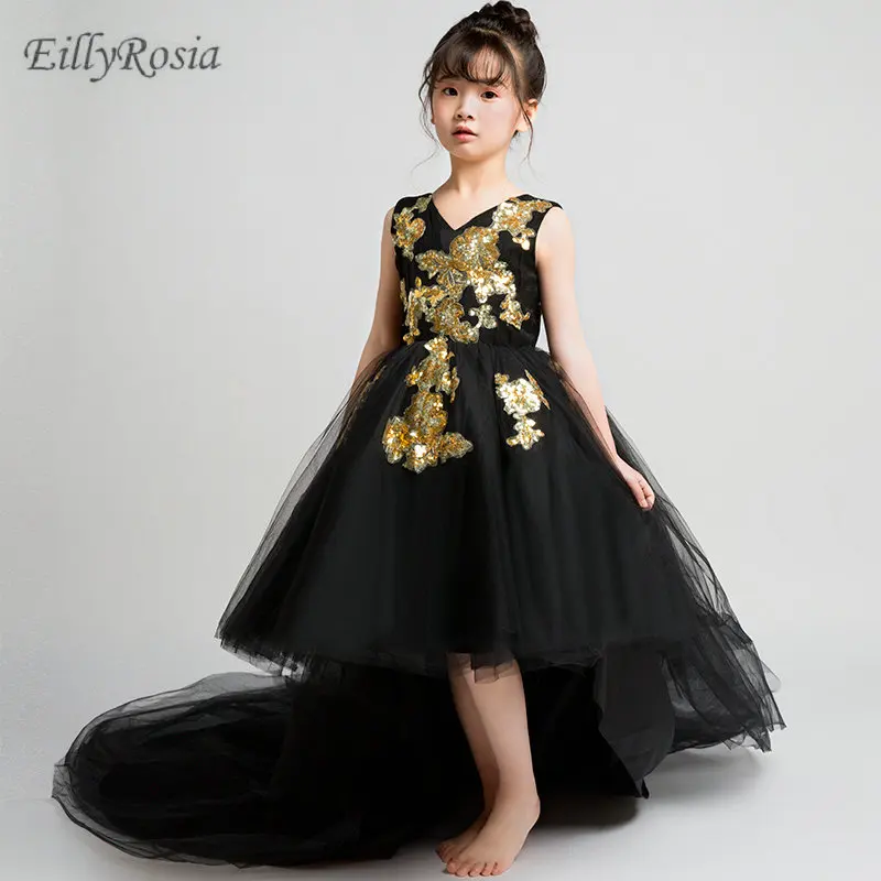 black flower girl dresses