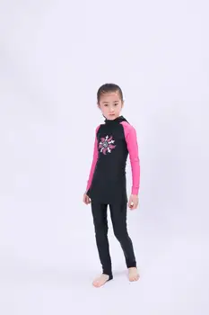 

Nylon Spandex Girls Swimsuit Muslim Hot Children Islamic Swimwear Kids Long Sleeve Modest Beachwear Bathing Suits