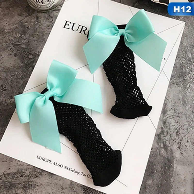 Для женщин носки черные дышащие бантом ажурные носки женские Харадзюку сексуальный носок полые сетей прозрачной сетки носки