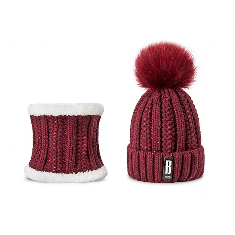 Maylisacc Женская зимняя обувь теплая вязаная шапка с шарфом флисовая префект подарок для Для женщин девочек открытый спортивный шарф шапка
