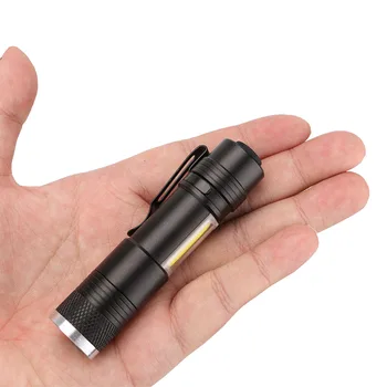 

Portable Penlight Mini LED Flashlight Zoomable Torch XPE-R3+COB Flash Light Work Lamp Hunting Lantern use AA or 14500 Battery