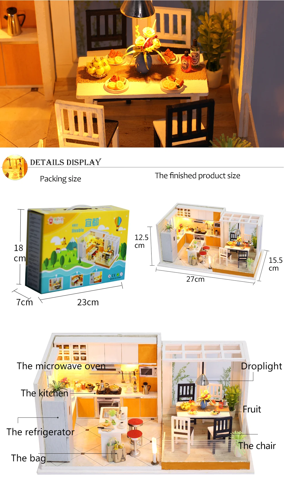 IiE CREATE Dollhouse K032 Livable Miniature DIY Kit с подсветкой и пылезащитным покрытием