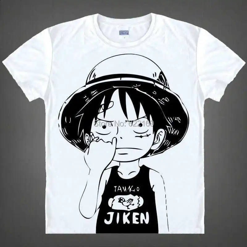 Аниме футболка &quotкороль пиратов&quot One Piece Monkey D. Luffy хлопковые летние костюмы для