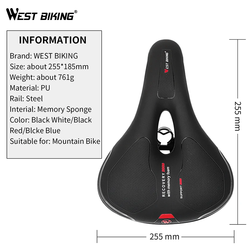 WEST BIKING амортизирующее седло для горного велосипеда губка с эффектом памяти