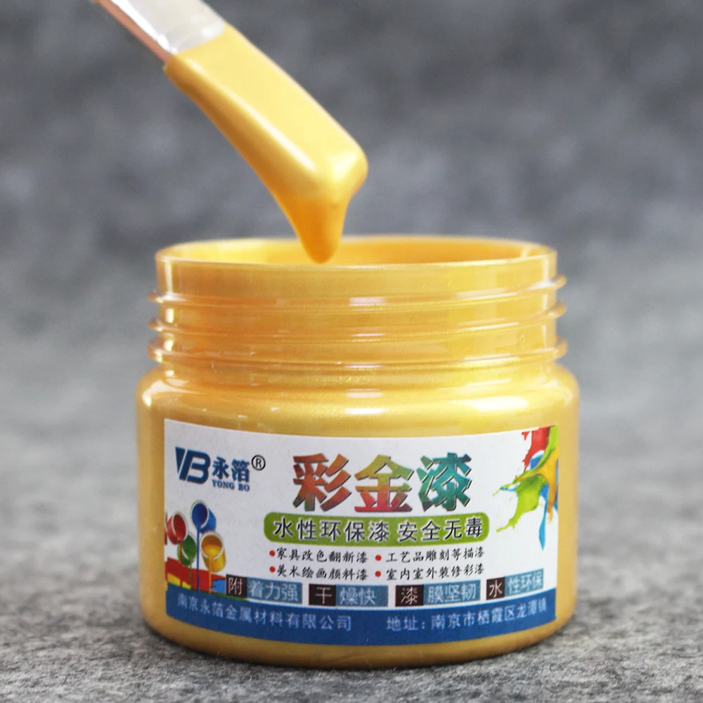 

100ml gold water-based paint can be used for wall decoration, wooden table, furniture etc