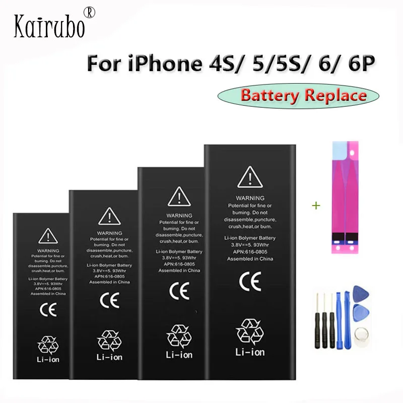 100% Новый аккумулятор для телефона высокой емкости 1:1 0 цикл iPhone 4 4S 5 6 6Plus