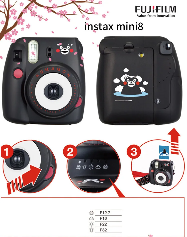 Оригинальная фотокамера Kumamon Fuji Fujifilm Instax Mini 8 мгновенная печать Обычная