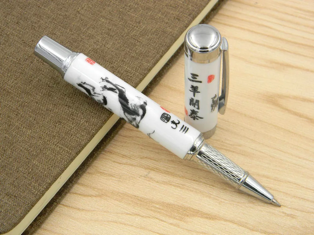 Chinese Porcelain Chinese painting three rams bringing bliss Roller ball Penin Ballpoint Pens