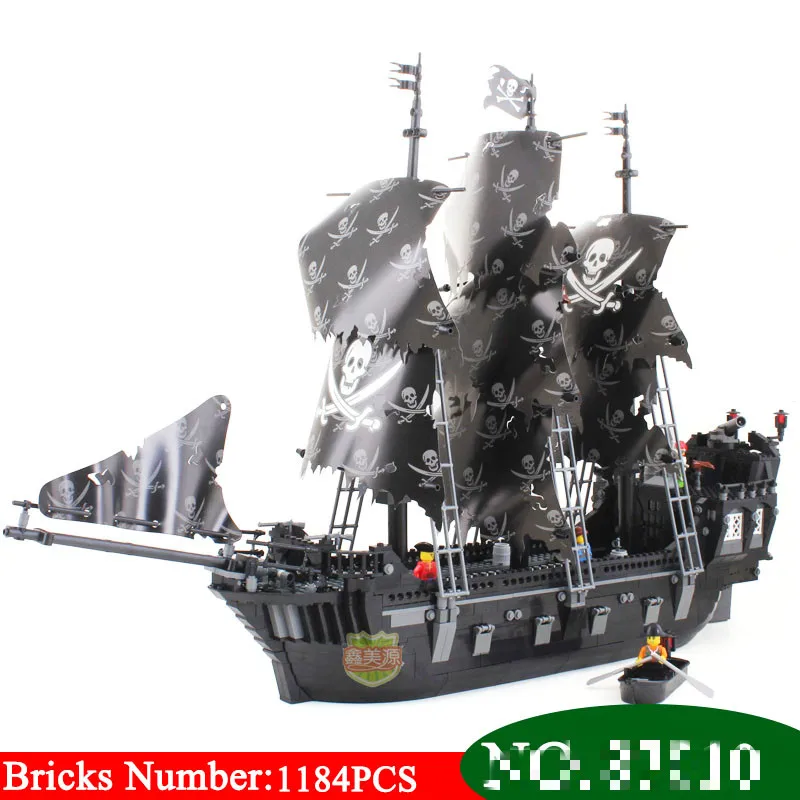 

87010 Pirates of the Caribbean Black Pearl ship large model Assembled Building Blocks Kids toys brinquedos Gift