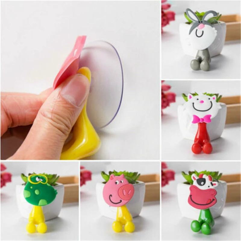 1X3D Cartoon Animal Cute Sucker Toothbrush Wall Holder Suction Cup Bathroom Baby Holder