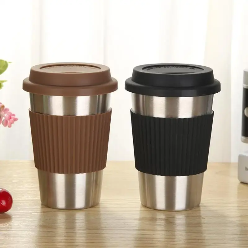 

500mL Stainless Steel Water Cup Non-Slip Coffee Tea Mug Insulated Cups for Household Water Holder Cup Office School Cup Bottle