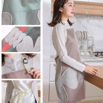 

2019 New Lady Apron Home Kitchen Cleaning Anti-Fouling Apron Waterproof Padded Gowns Half-Length Sleeveless Apron with Pockets