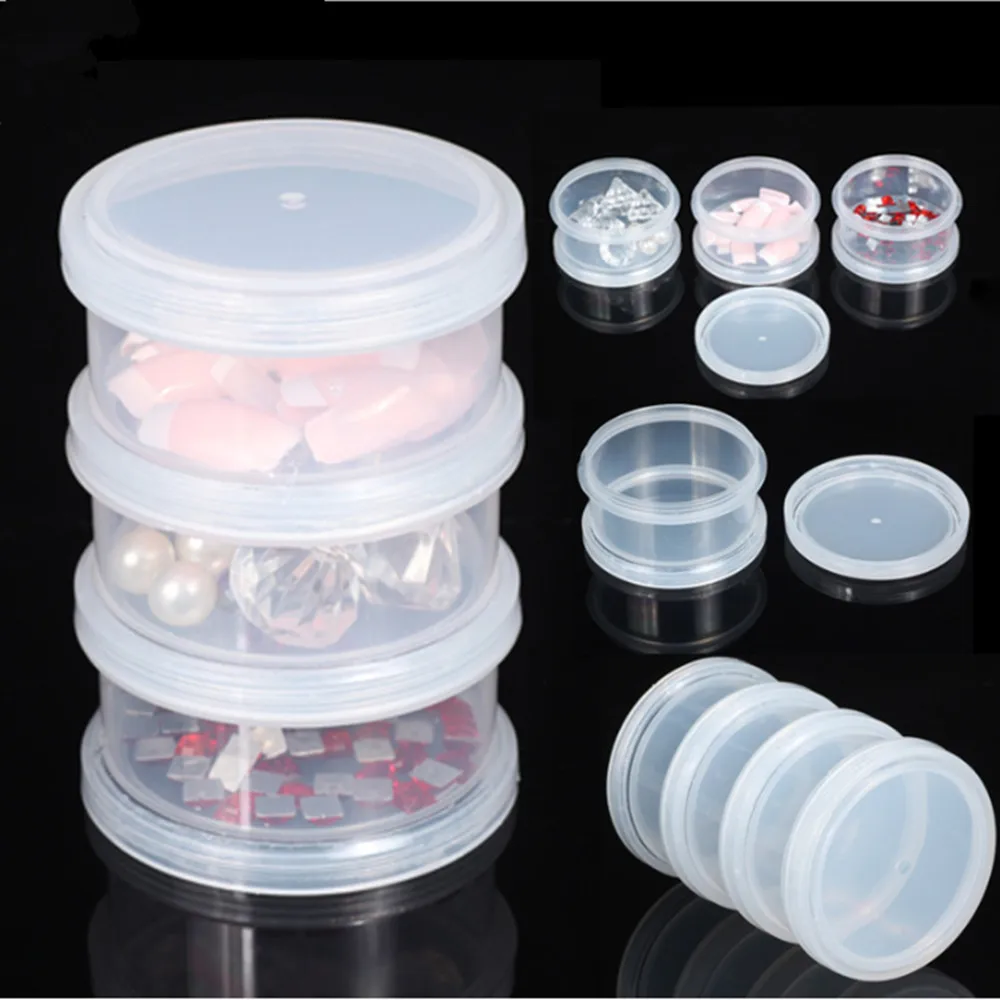 

Makartt Three-Layer Round Plastic Container Super Clear Empty Cosmetic Case With Lid for Nail Art Powders & Makeup F0584