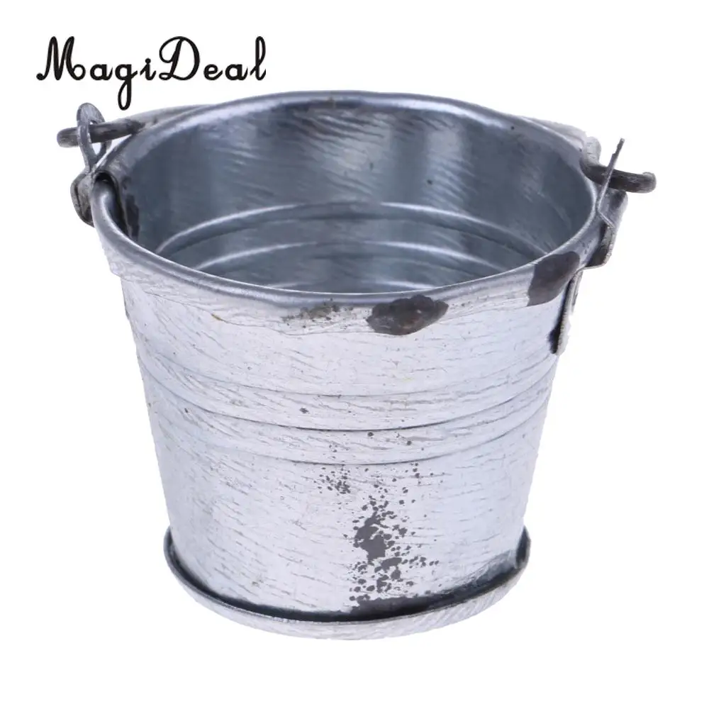 New Arrival 1/12 Scale Dollhouse Miniature Kitchen Garden Water Bucket Pail Furniture Decoration Accessory 7Colors