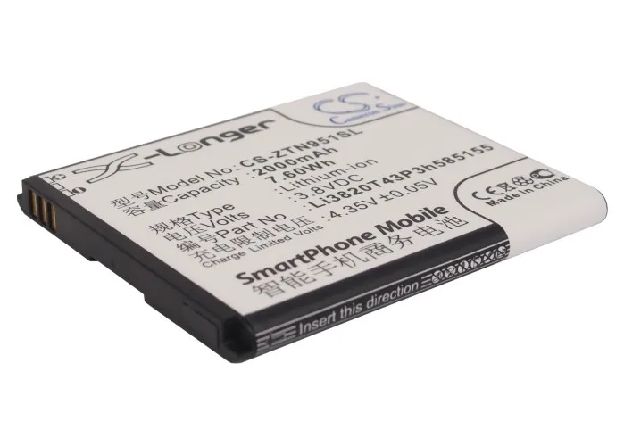 Аккумулятор Cameron Sino 2000 мАч Li3820T43P3h585155 для ZTE Blade G N9510 N9511 V880G Z759G Z796C Z930 Z930L
