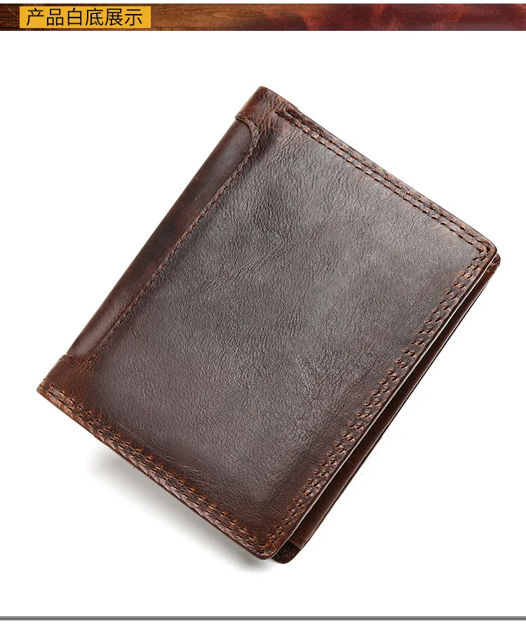 

Leather man's purse. Crazy horse skin retro leisure wallet, multi-card short wallet.pinepoxp wallet