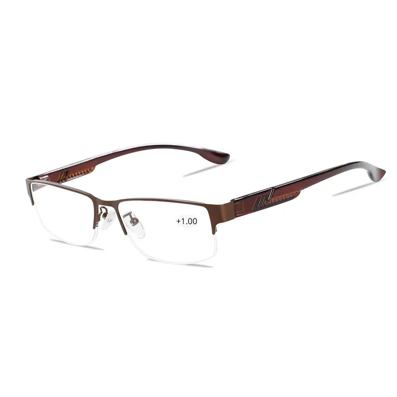Gafas de Lectura para hombre, Gafas de visión, Gafas de Lectura para hombre, monturas para Gafas de hombre, medio montura + 1 + 1,5 2 2,5