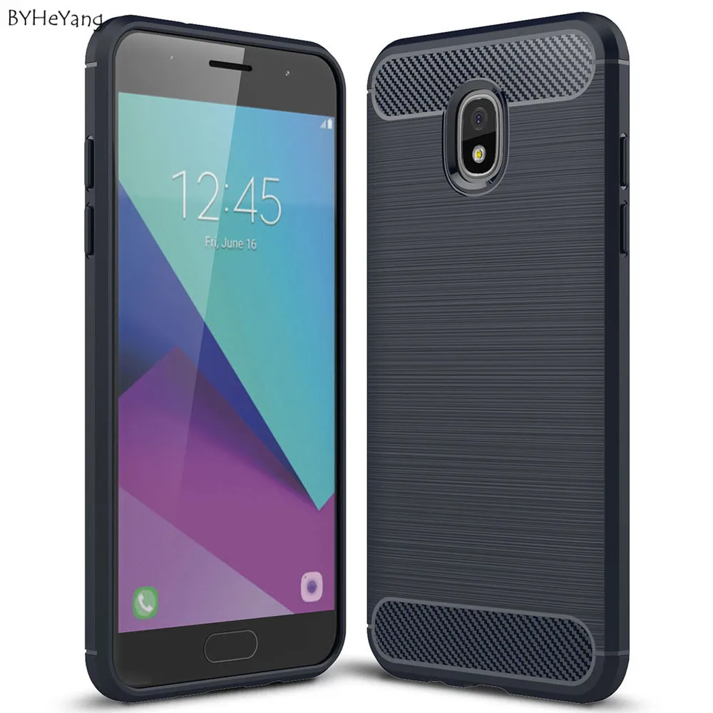 BYHeYang для Samsung Galaxy J3 2018 ультра-тонкий мягкий ТПУ/углеродное волокно задняя крышка