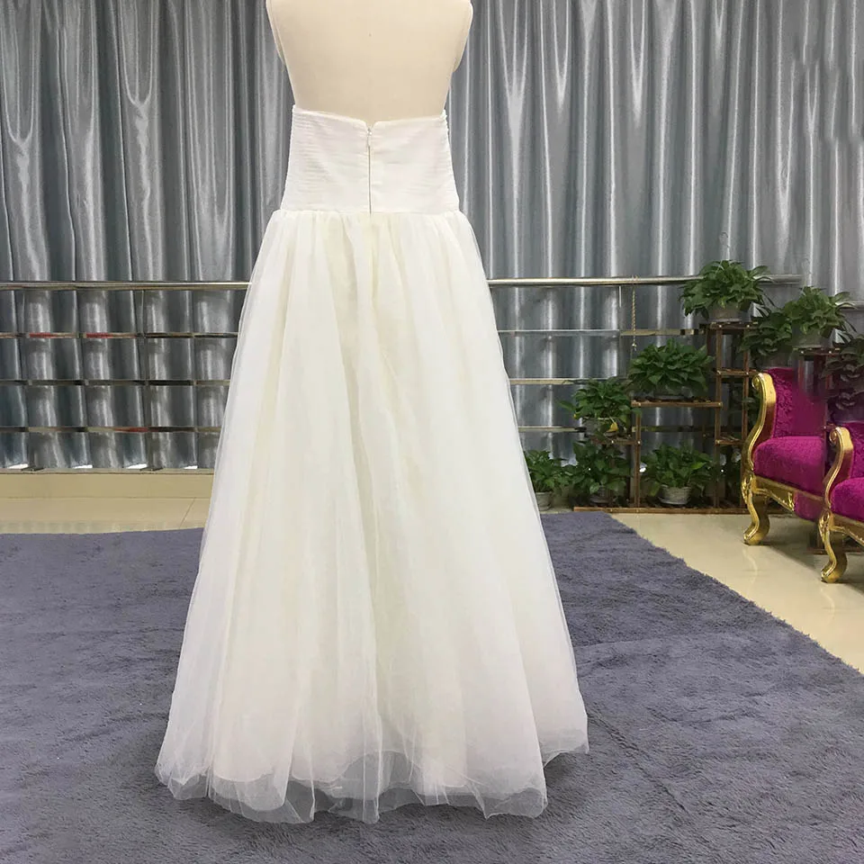 A Line Wedding Dresses High Quality Backless Simple Ruffled Bridal