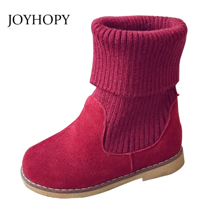 

Foldable Baby Girls Boots Winter Autumn Children Shoes Warm Knitted Baby Snow Boots Princess High Kids Boots