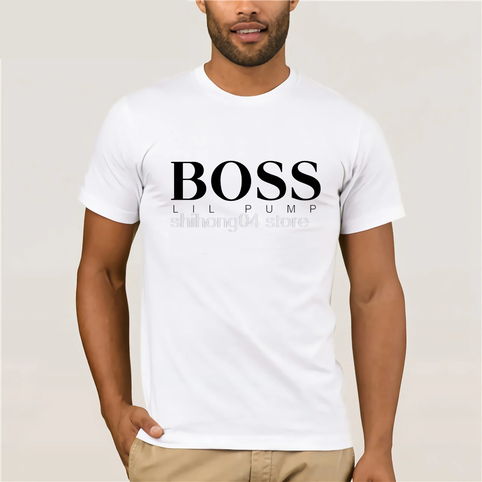 

Men Casual Tee Shirts BOSS Hip Hop Lil Pump Designer T Shirt Man Cotton Short Sleeve Tee Shirts Leisure Men Good Design TShirts