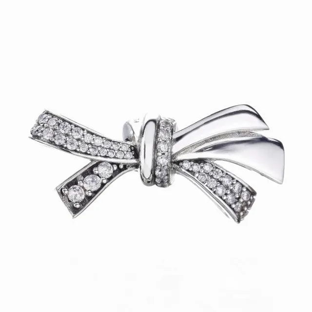 2018 Mother Day 925 Sterling Silver Pave Cz Brilliant Bow Charm Fits 2018 Mother Day 925 Sterling Silver Pave Cz Brilliant Bow Charm Fits Pandora Bracelet Bangles Jewelry