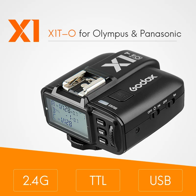 

Godox X1T X1T-O 2.4G Wireless Speedlite Flash Transmitter Trigger for Olympus PEN-F E-P3 E-P5 Panasonic DMC-G85 DMC-GH4 Cameras