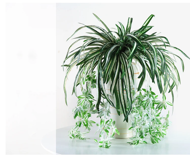 65 см искусственные цветы растения настенный хлорофитум горшечные зеленые растения ПВХ поддельные искусственные цветы Декор для гостиной