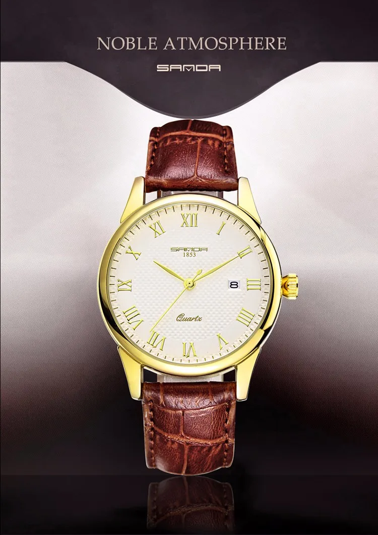 Sanda роскошные часы для влюбленных из натуральной кожи мужские и женские деловые повседневные часы Reloj Japan кварцевые наручные часы с