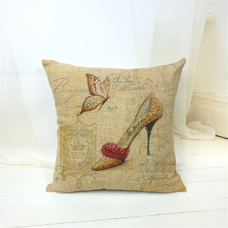 Pop Shabby Chic Decor Printed Red High-heeled Shoes Cushion Cover Linen Creative Throw Pillow Covers Gifts For Women Accessories Pop Shabby Chic Decor Printed Red High-heeled Shoes Cushion Cover Linen Creative Throw Pillow Covers Gifts For Women Accessories
