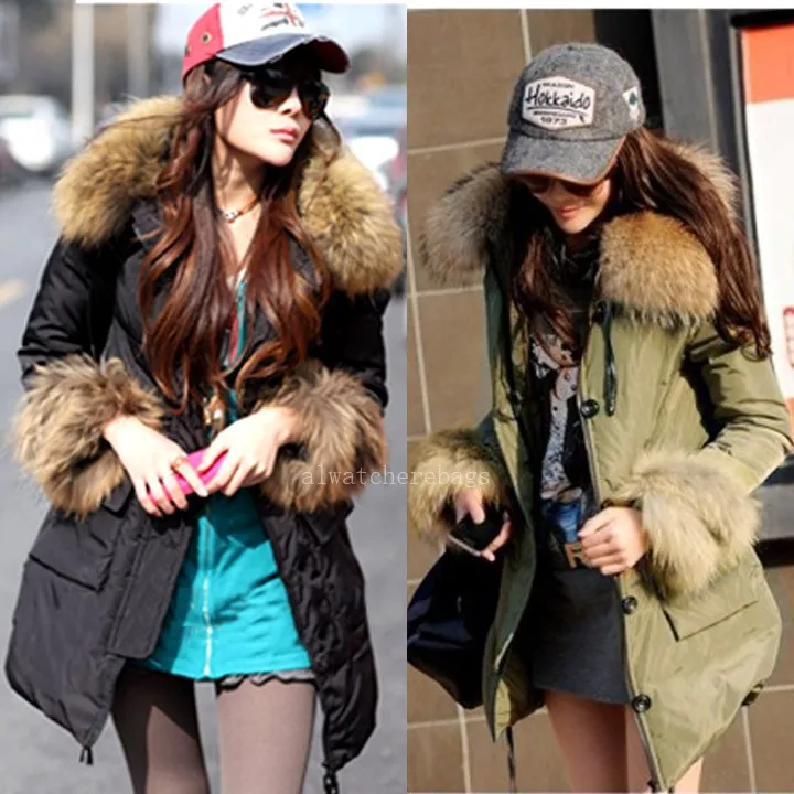 2014 New Arrivla Casual Winter Women's Thicken Hooded Removable Fur Collar Fashion Warm Down Jacket Coat Overcoat F 18 | Женская