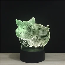 LED Happy Pig Animal series 3D Night light Touch Remote 7 Colors lights Rex Butterfly Rabbit Horse Owl Nights lamps Kids Gift LED Happy Pig Animal series 3D Night light Touch Remote 7 Colors lights Rex Butterfly Rabbit Horse Owl Nights lamps Kids Gift