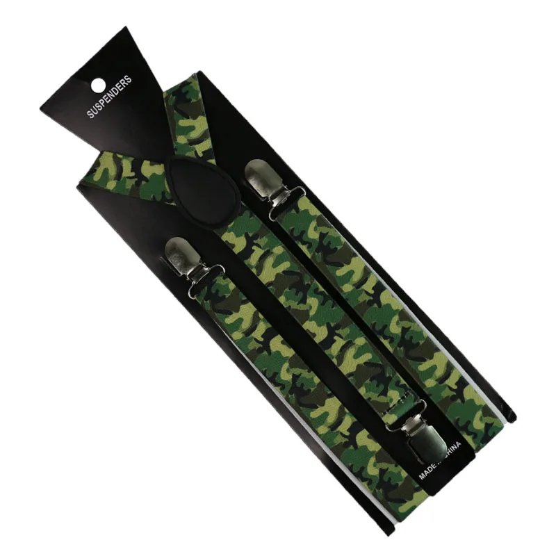 Новая мода 2,5 см Широкий винтажный военный унисекс клип-на камуфляж подтяжки Эластичные подтяжки уличные подтяжки