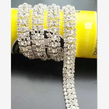 

New Arrival Fashion Style Three Row Diamond Chain Exquisite Rhinestones DIY Sewing on Wedding Dress Bags Shoes Accessories