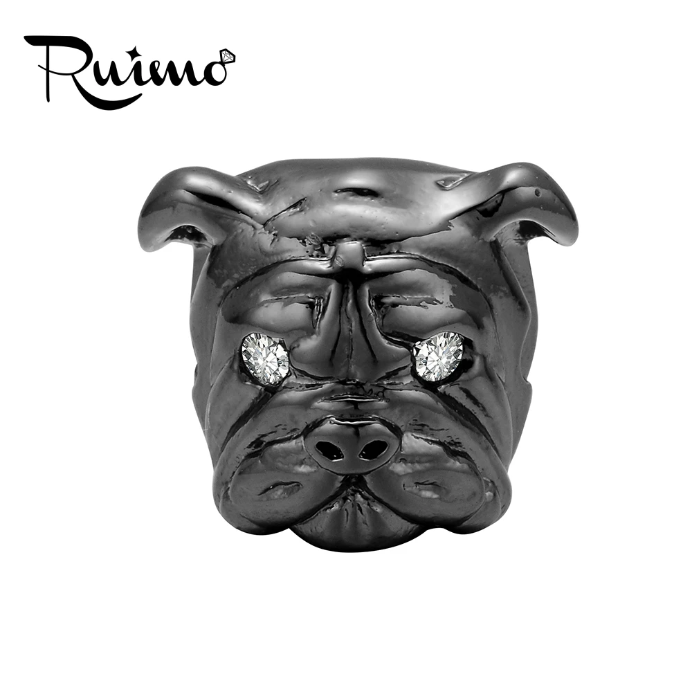 

RUIMO Micro Inlay Zircon Eye Metal Copper Beads Small Hole Bulldog Beads DIY Men Beaded Bracelets Making Jewelry Accessories