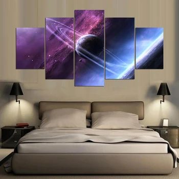 

Modern Frames For Paintings Decor Canvas 5 Panel Space Galaxies Planets Landscape Art Prints Wall Modular Picture Kids Room Post