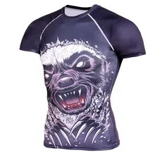 Мужские облегающие футболки с круглым вырезом с коротким рукавом для фитнеса и упражнений с 3D принтом колготки для бега футболки с коротким рукавом мужские быстросохнущие