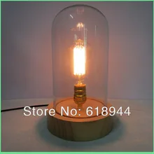 Творческих и модных стекло-дерево настольная лампа Ночной свет кафе-бар украшения современные лампы дизайн прозрачного стекла, настольные лампы